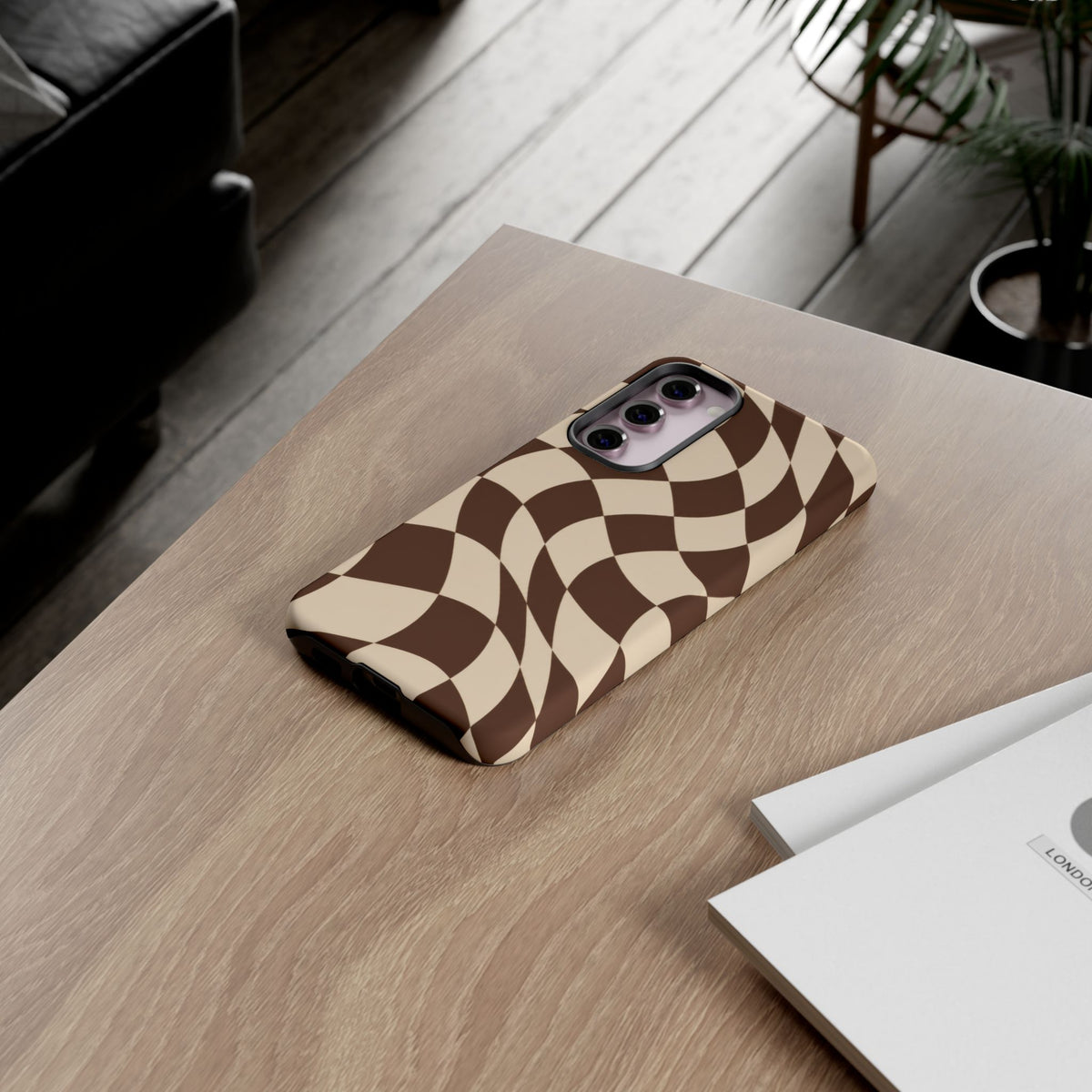 Espresso Wave Samsung Galaxy Tough Case | brown checkerboard