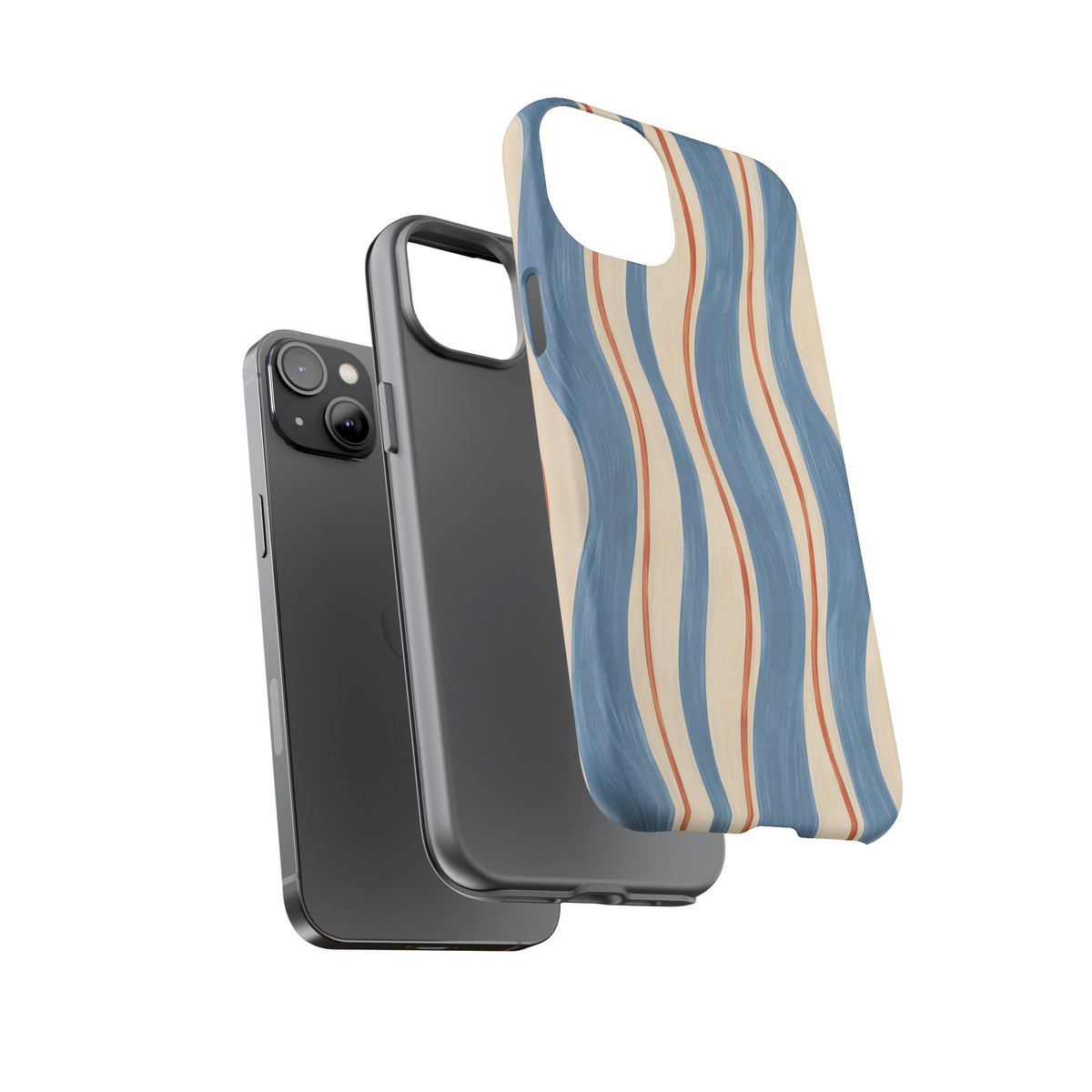 Blue Wavy Stripe iPhone Tough Case | Riviera Ribbons