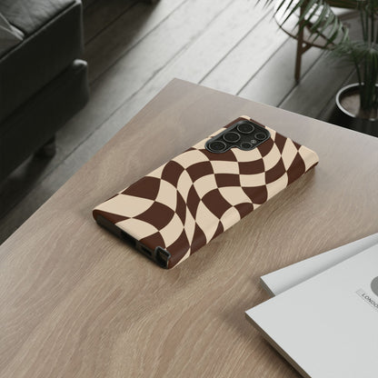 Espresso Wave Samsung Galaxy Tough Case | brown checkerboard