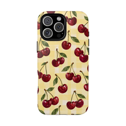Cherry Gingham iPhone Tough Case | Cherry Picnic