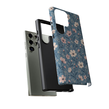 Blue Meadow Samsung Galaxy Tough Case | Pink & Ivory Floral on Blue