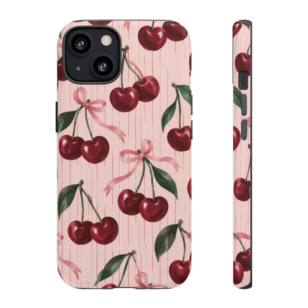 Cherry Ribbon iPhone Tough Case | cherry print