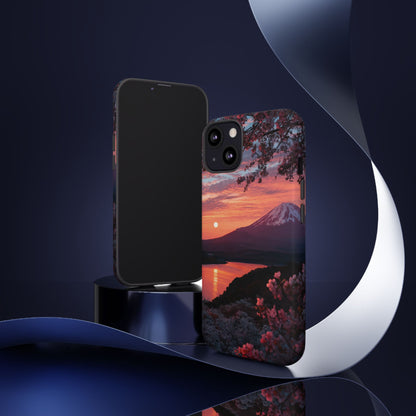 Fuji Moonlit Sakura iPhone Tough Phone Case