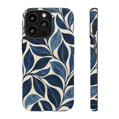 Indigo Folia iPhone Tough Case | Indigo & Ivory Leaf Pattern