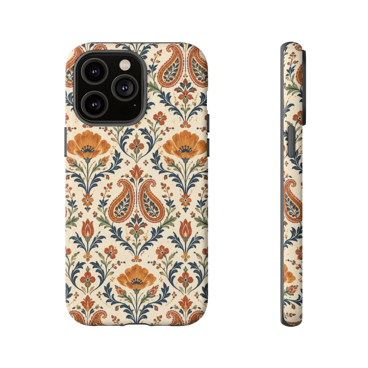 Terracotta Arabesque iPhone Tough Case | Terracotta Floral Paisley