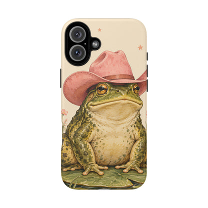 Cowboy Frog iPhone Tough Case | Pink Hat Bullfrog