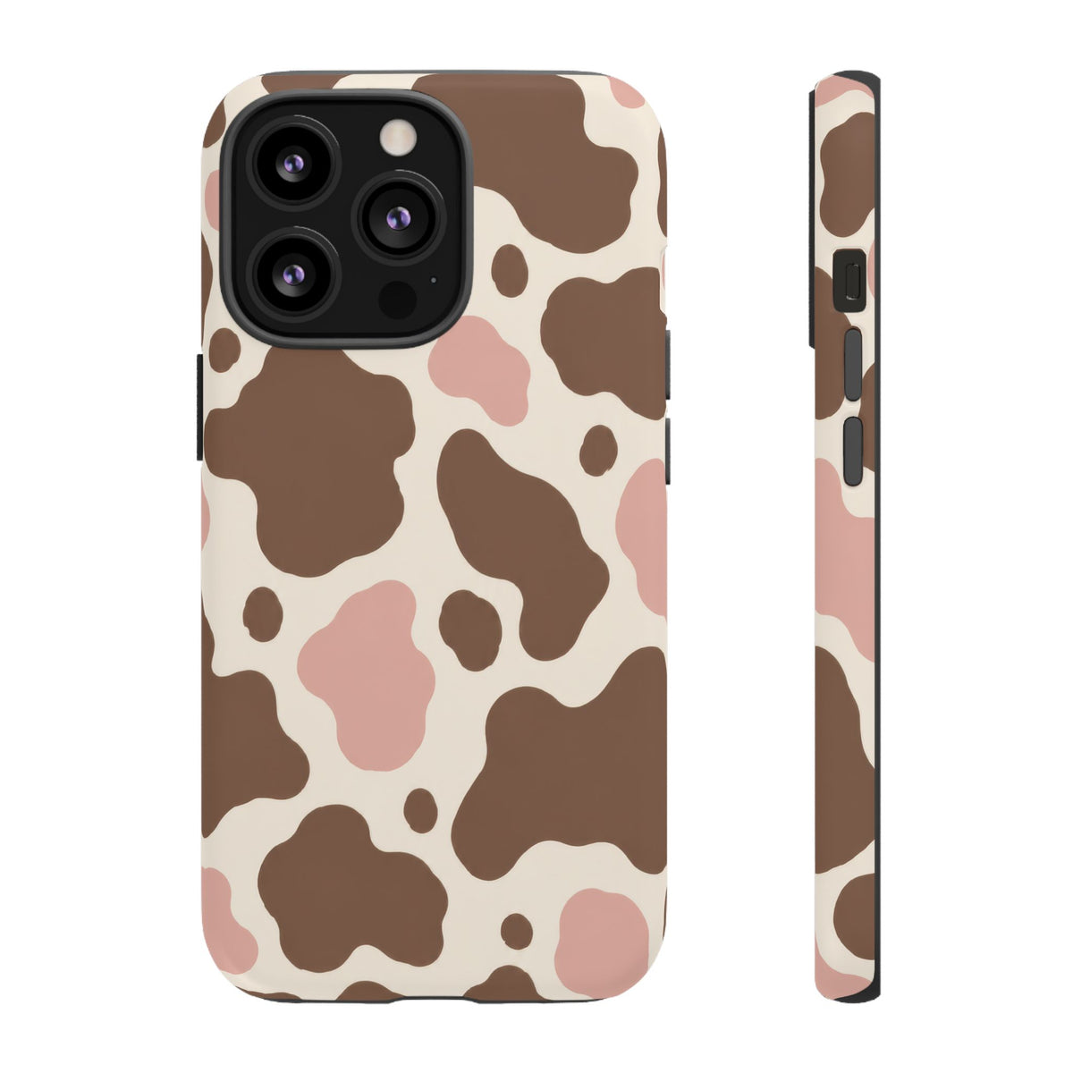 Mocha Blush iPhone Tough Case | Brown & Pink Cow Print