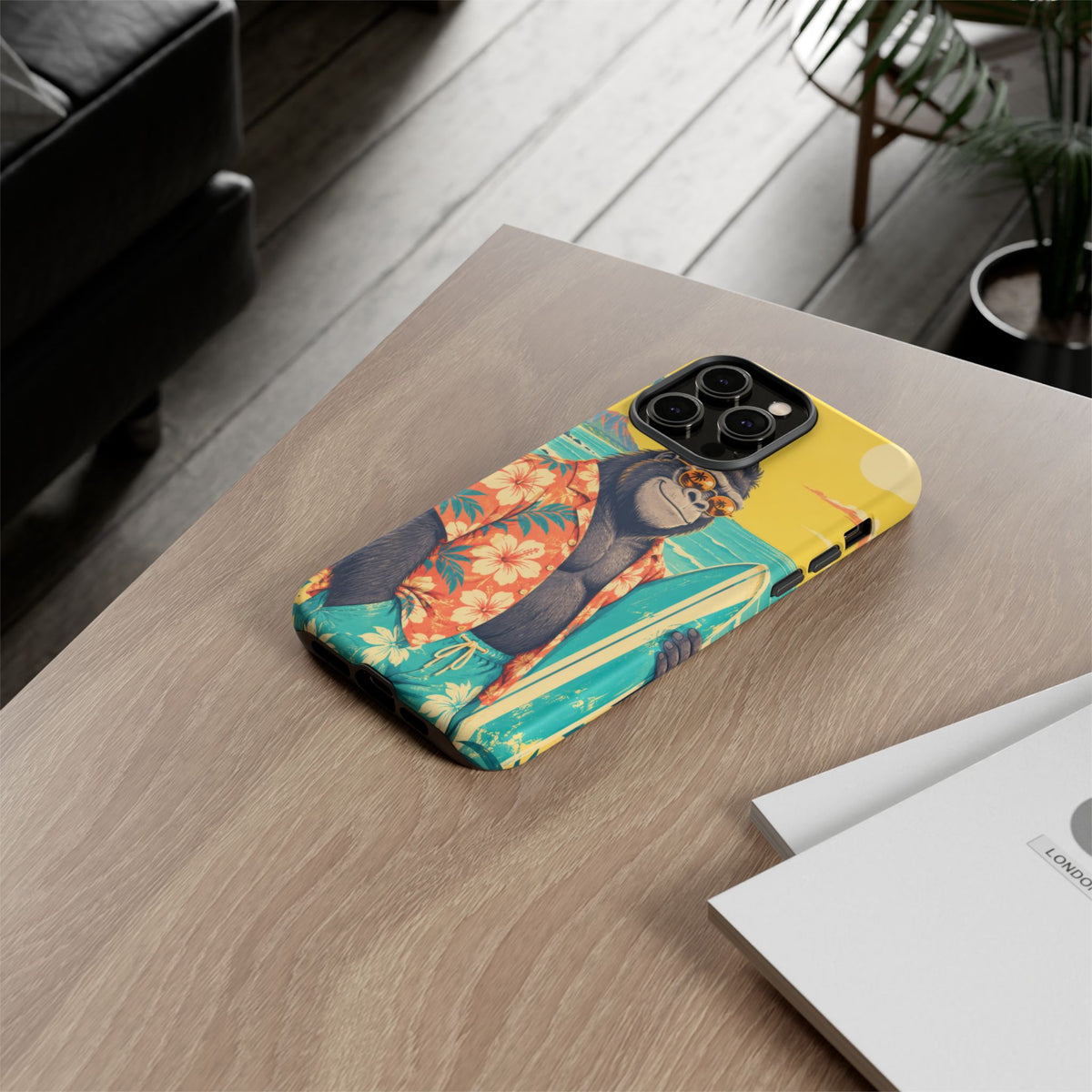 Banana Break iPhone Tough Case | Retro Surf Gorilla Art