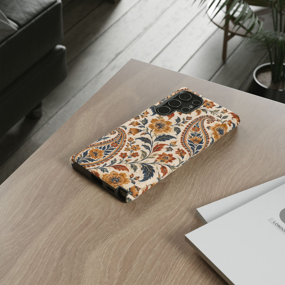 Saffron Heirloom Samsung Galaxy Tough Case | Floral Paisley on Ivory