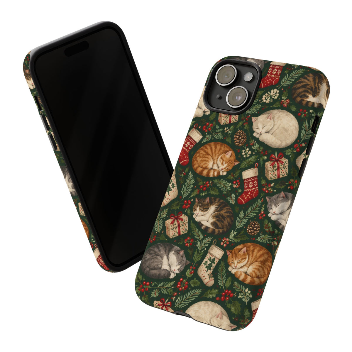Christmas Cat Naps iPhone Tough Case | christmas cats