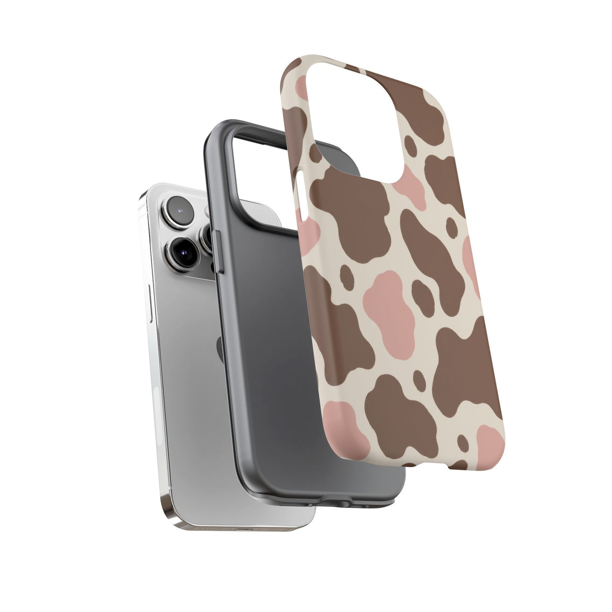 Mocha Blush iPhone Tough Case | Brown & Pink Cow Print