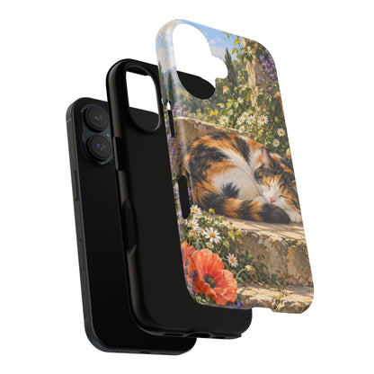 Garden Nap iPhone Tough Case | calico cat