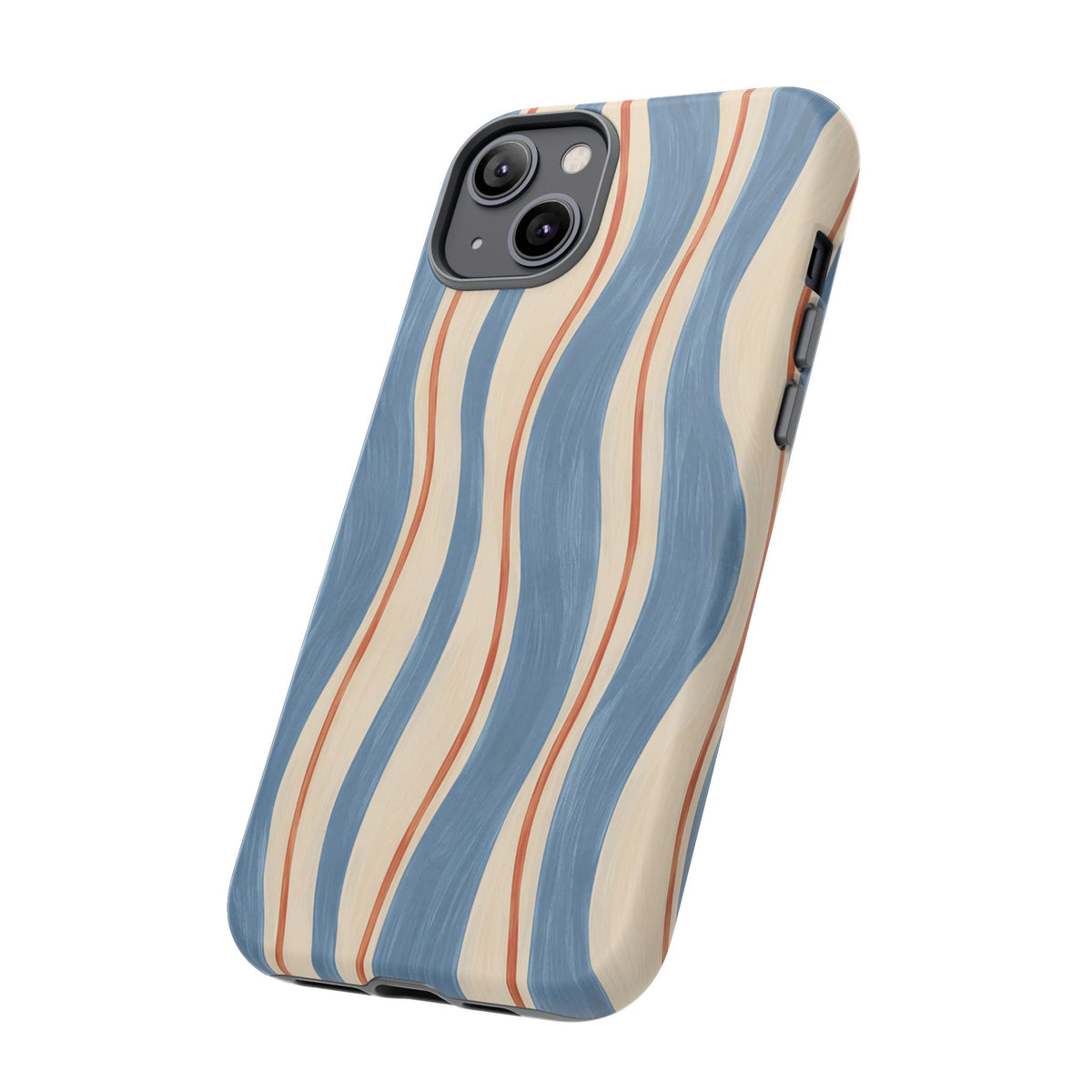 Blue Wavy Stripe iPhone Tough Case | Riviera Ribbons