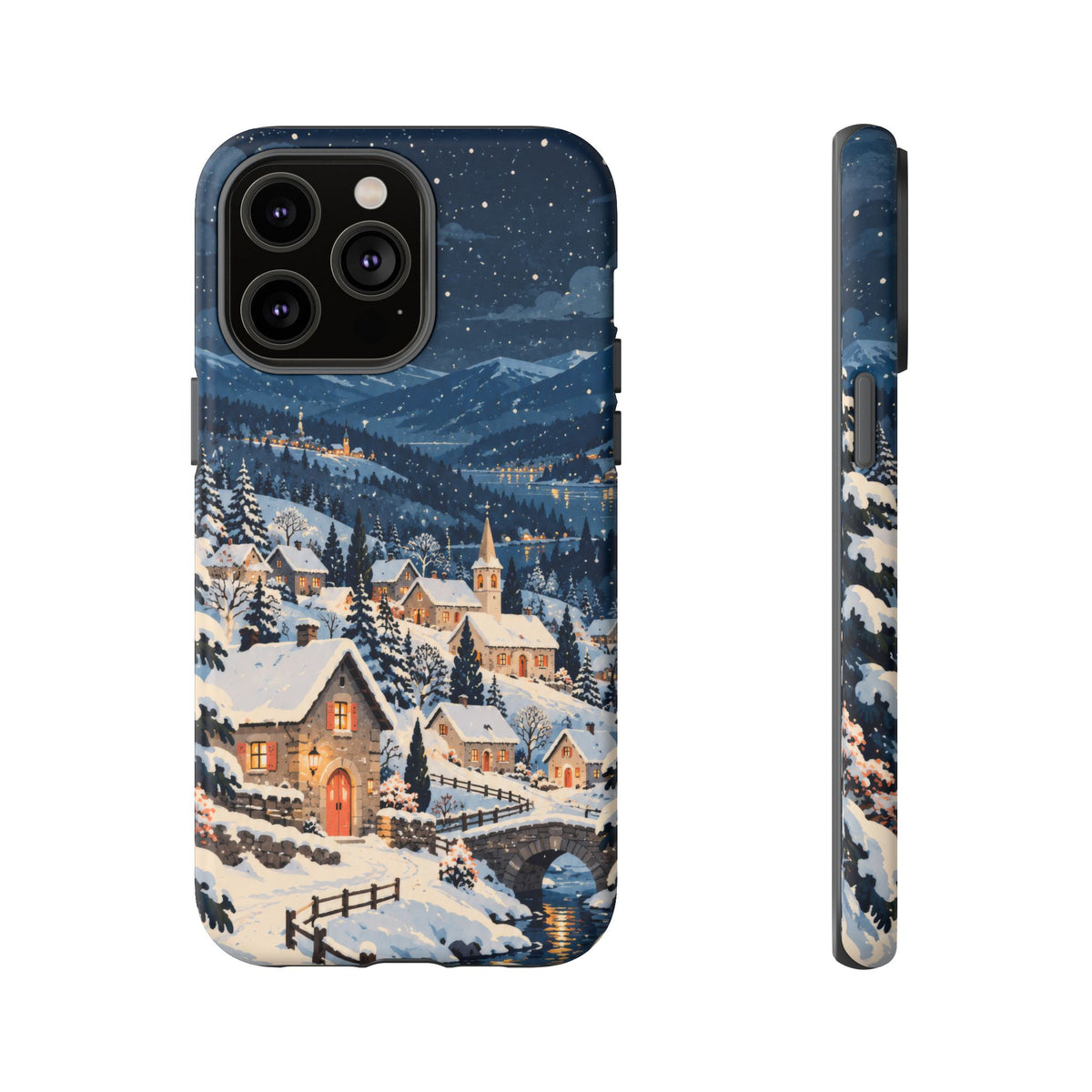 Snowfall on Juniper Lane iPhone Tough Case | christmas village