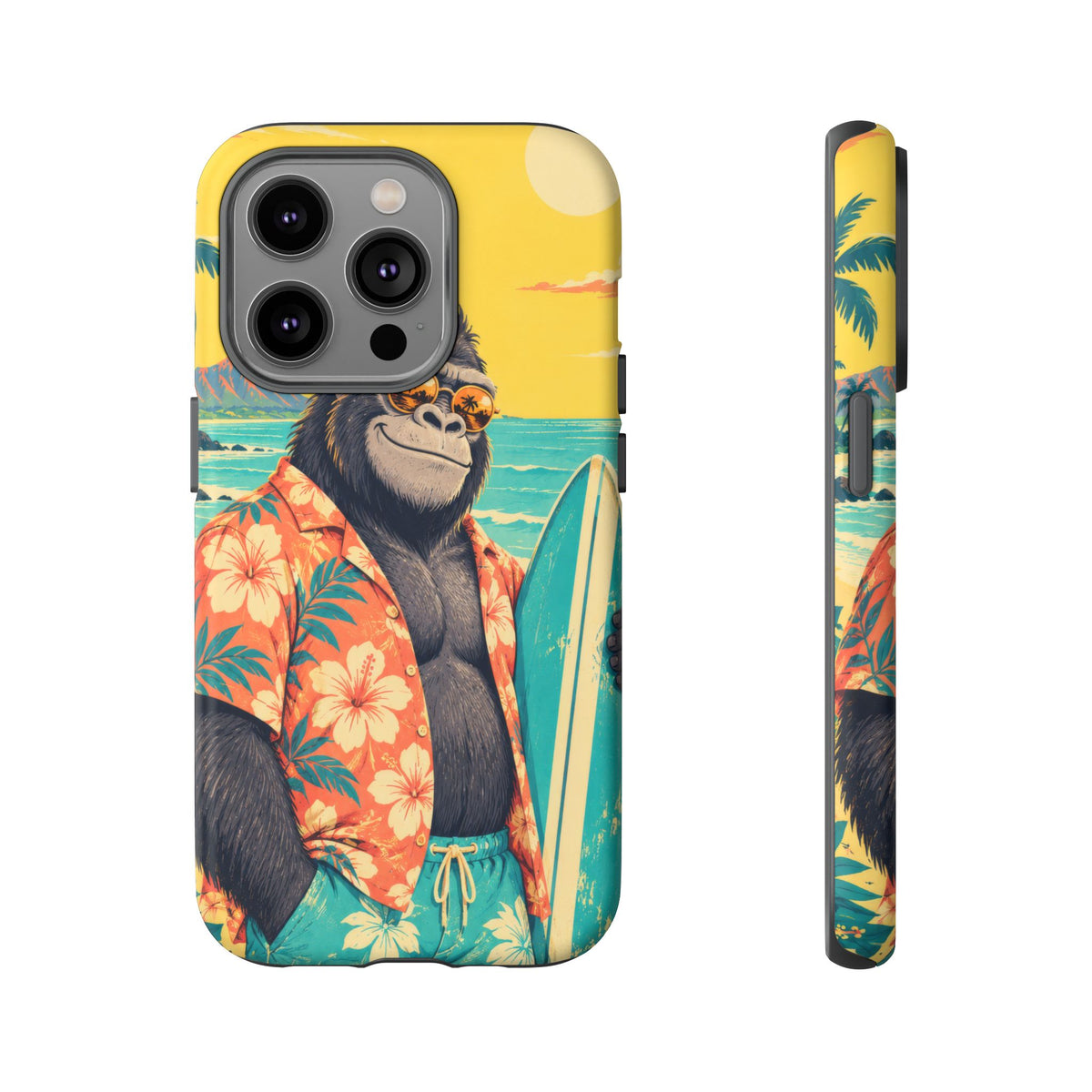 Banana Break iPhone Tough Case | Retro Surf Gorilla Art