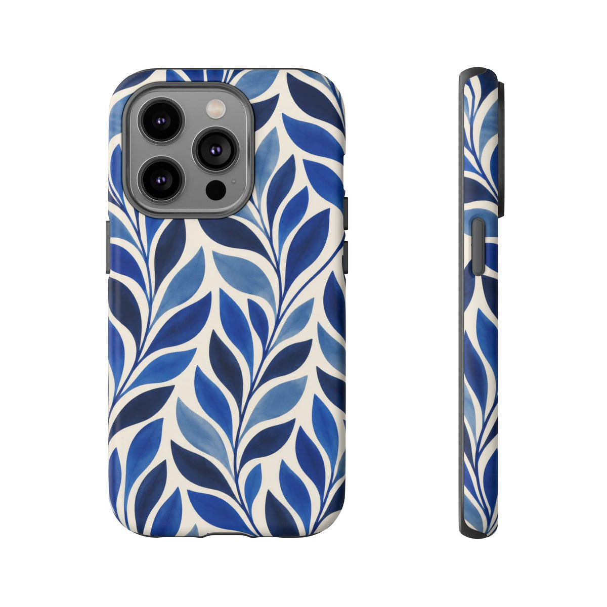 Cobalt Current iPhone Tough Case | Cobalt Blue Leaf Pattern