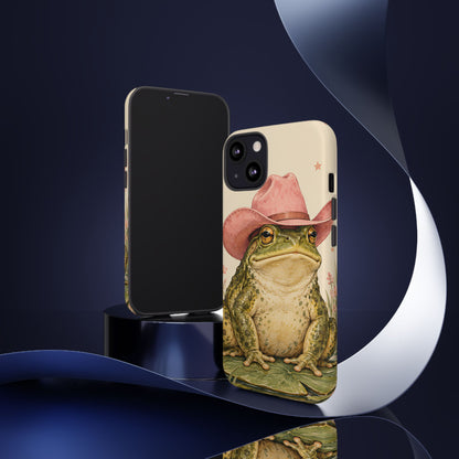 Cowboy Frog iPhone Tough Case | Pink Hat Bullfrog