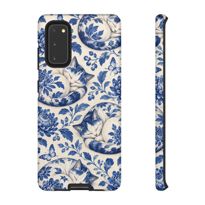 Porcelain Paws Samsung Galaxy Tough Case | blue cat pattern