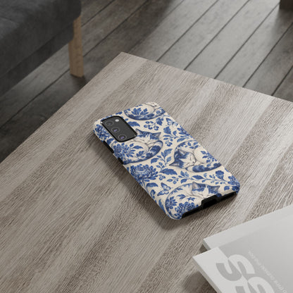 Porcelain Paws Samsung Galaxy Tough Case | blue cat pattern
