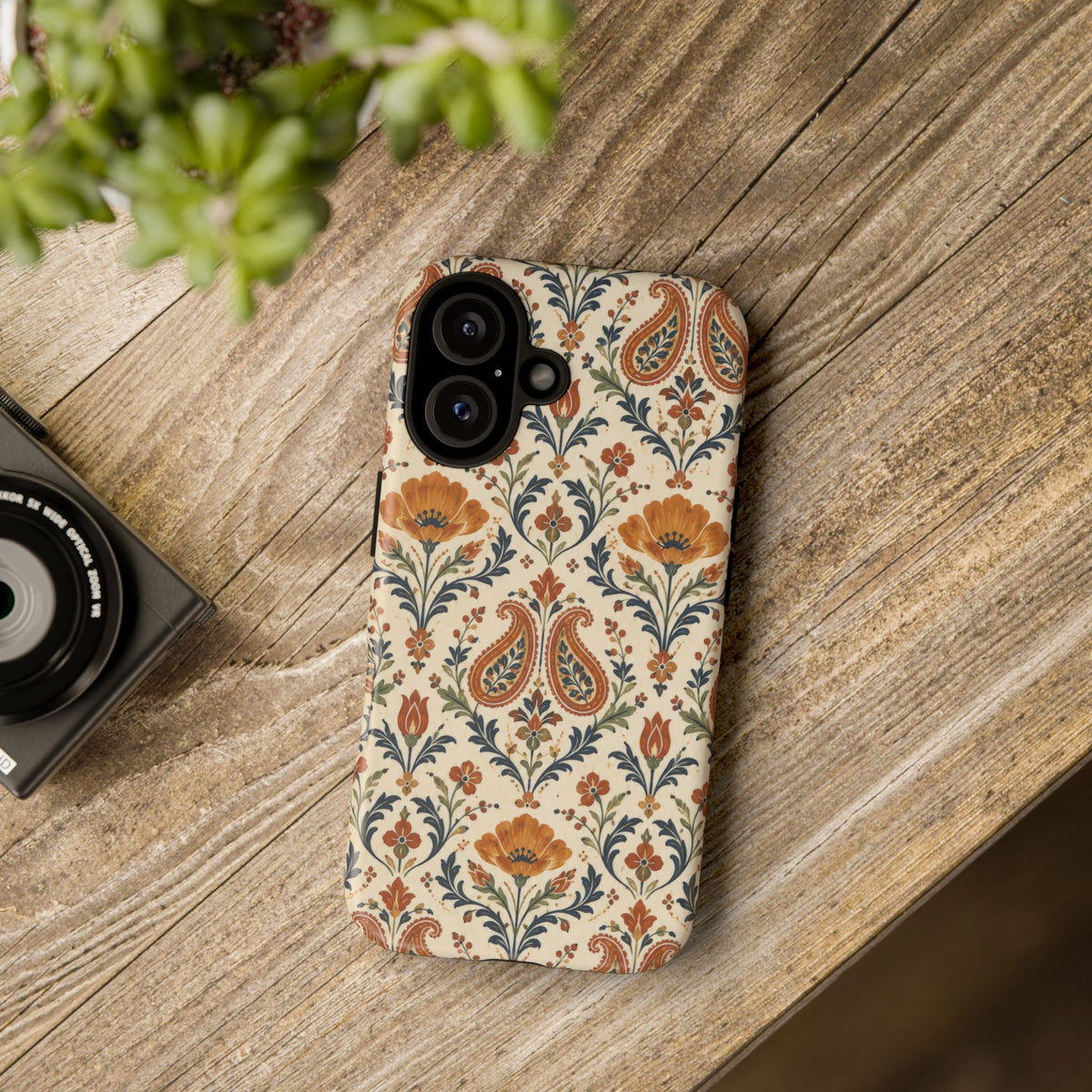 Terracotta Arabesque iPhone Tough Case | Terracotta Floral Paisley
