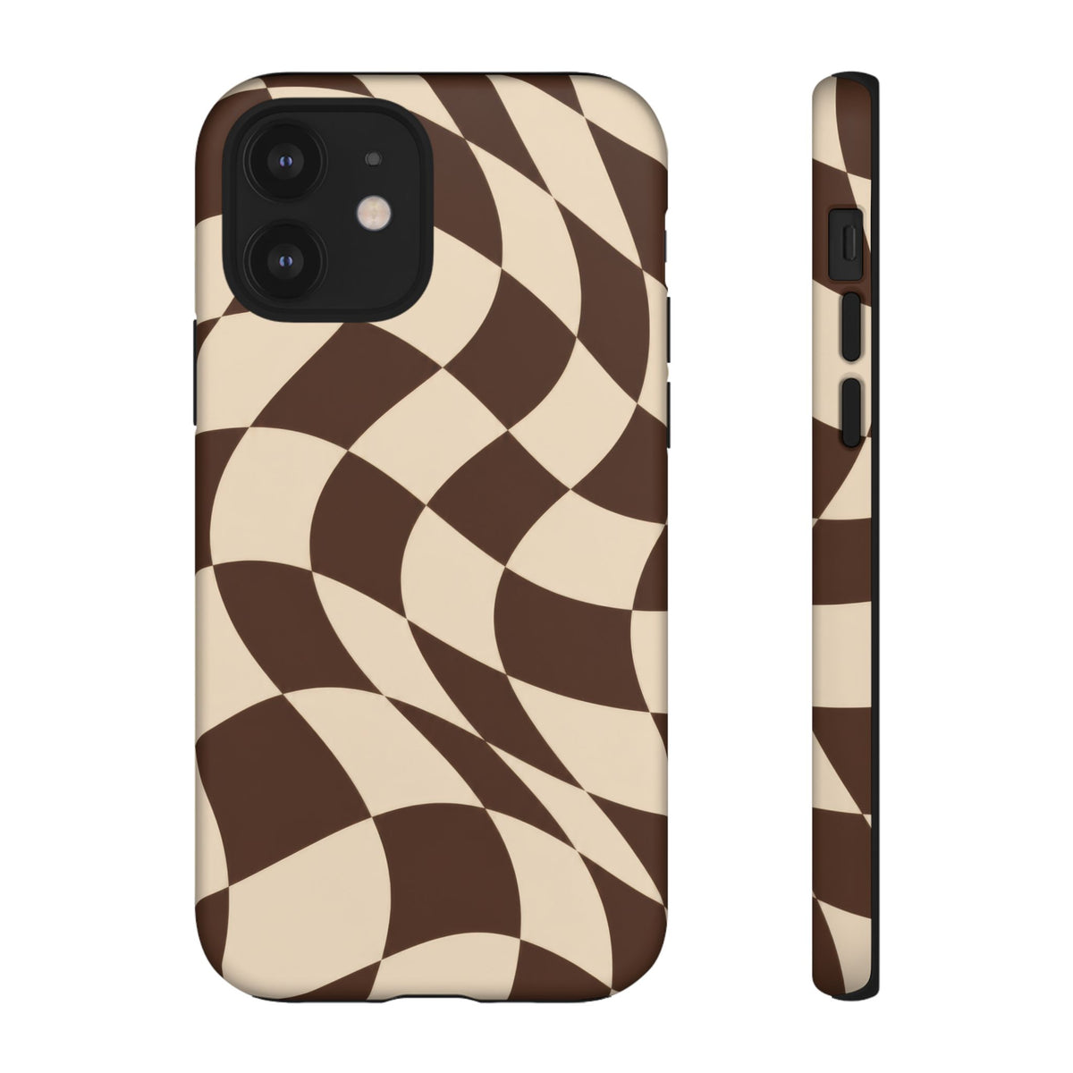 Espresso Wave iPhone Tough Case | brown checkerboard