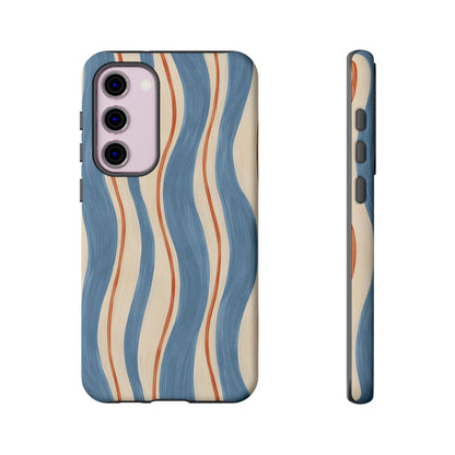Blue Wavy Stripe Samsung Galaxy Tough Case | Riviera Ribbons