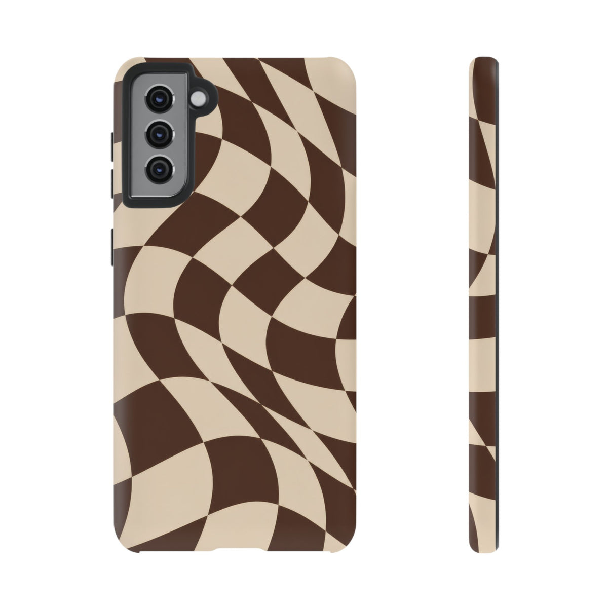 Espresso Wave Samsung Galaxy Tough Case | brown checkerboard