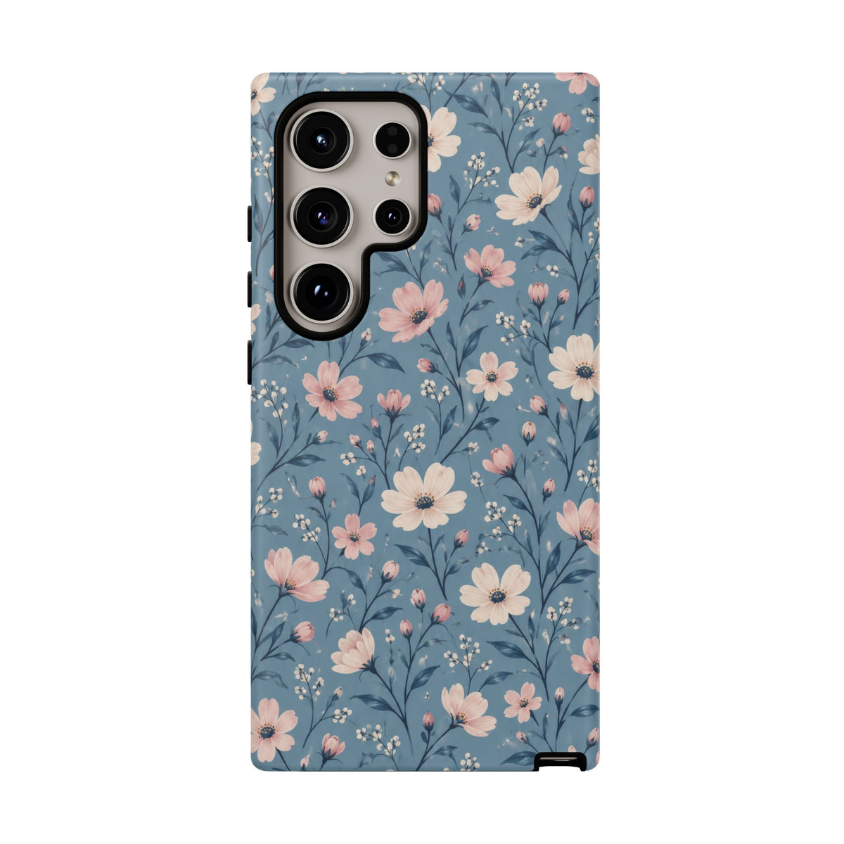 Blue Meadow Samsung Galaxy Tough Case | Pink & Ivory Floral on Blue