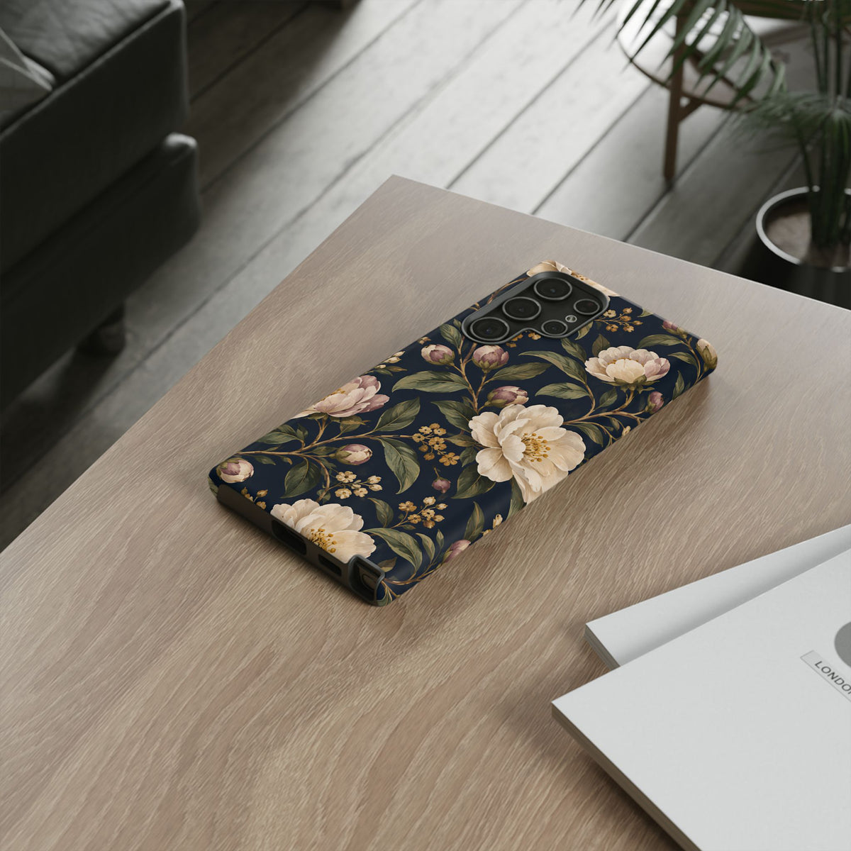 Dark Floral Samsung Galaxy Tough Case | Midnight Camellia