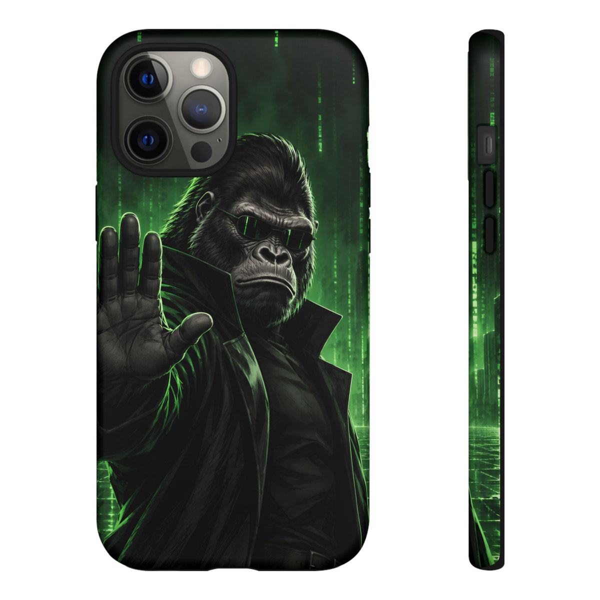 Cyberpunk Gorilla iPhone Tough Case | Neon Code Silverback