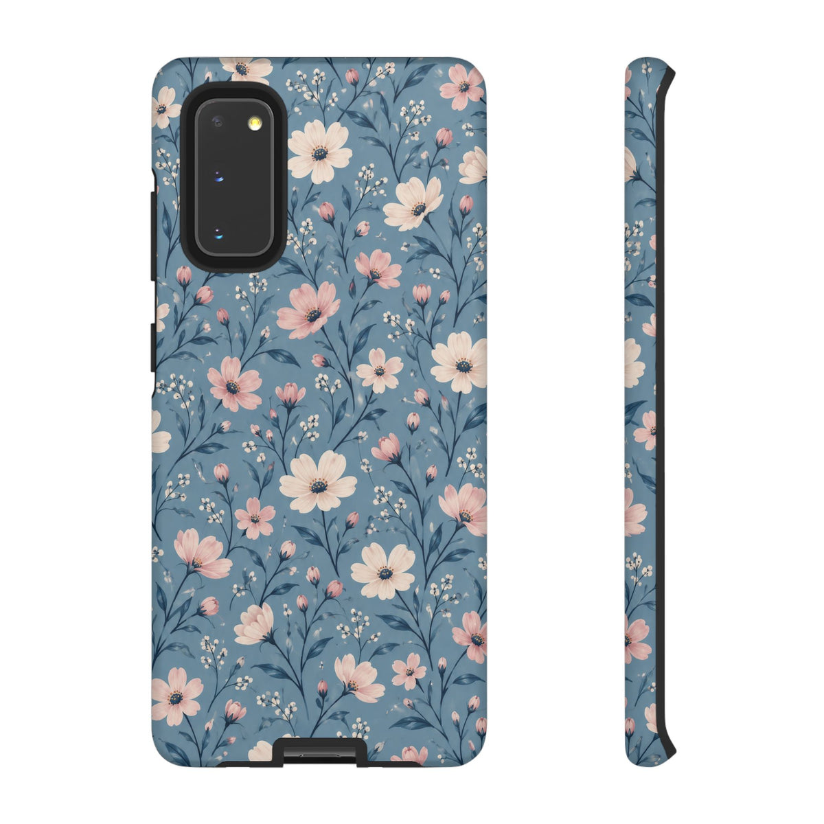 Blue Meadow Samsung Galaxy Tough Case | Pink & Ivory Floral on Blue