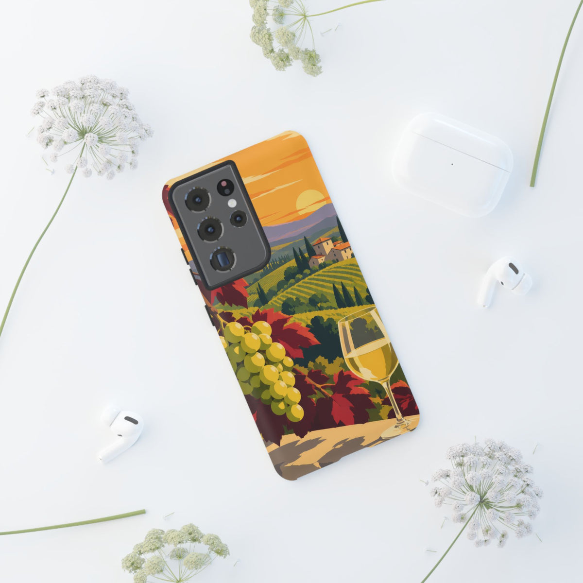 Wine & Grapes — Golden Vintage Samsung Galaxy Tough Case | wine grapes