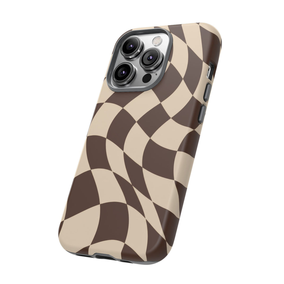 Espresso Wave iPhone Tough Case | brown checkerboard