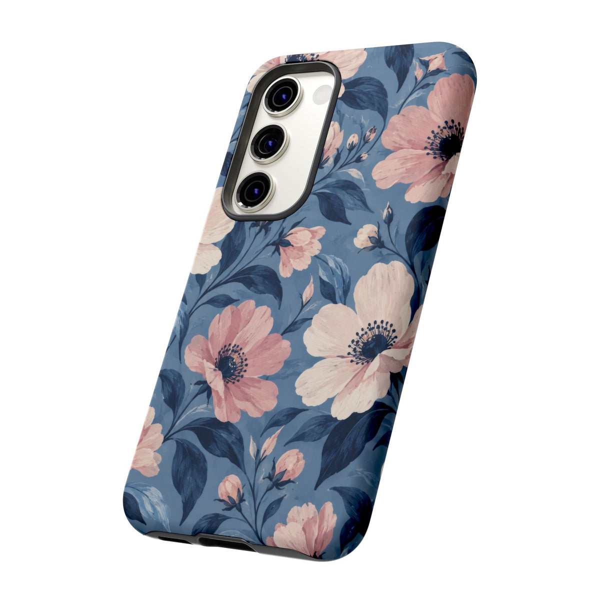 Dusk Blossom Samsung Galaxy Tough Case | Pink & Ivory Floral on Blue