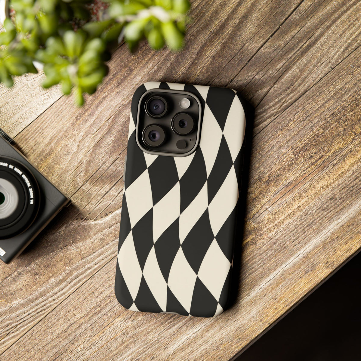 Harlequin Sway iPhone Tough Case | Black & White Harlequin