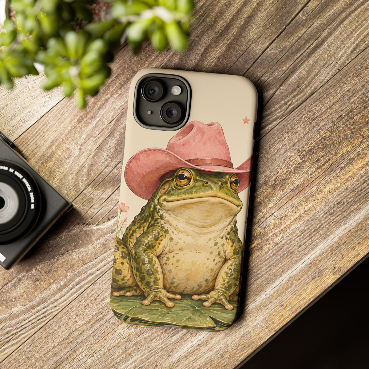 Cowboy Frog iPhone Tough Case | Pink Hat Bullfrog