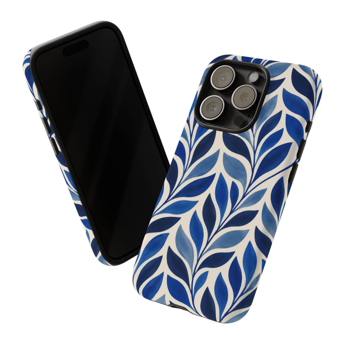 Cobalt Current iPhone Tough Case | Cobalt Blue Leaf Pattern