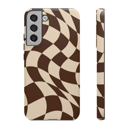 Espresso Wave Samsung Galaxy Tough Case | brown checkerboard