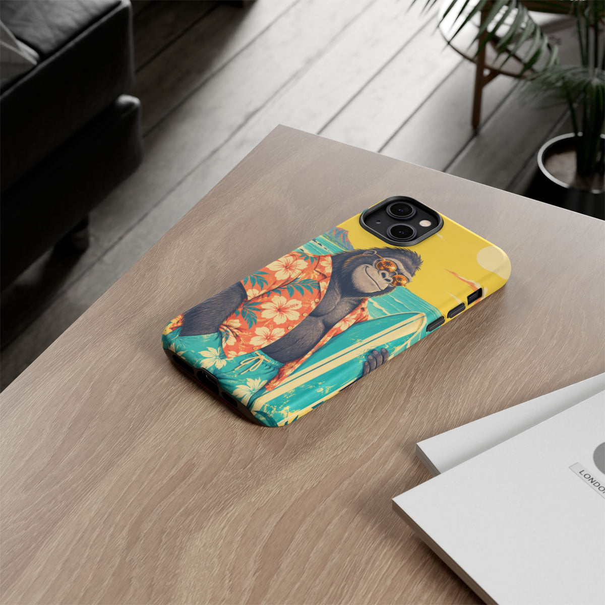 Banana Break iPhone Tough Case | Retro Surf Gorilla Art