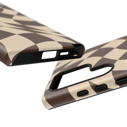 Espresso Wave Samsung Galaxy Tough Case | brown checkerboard