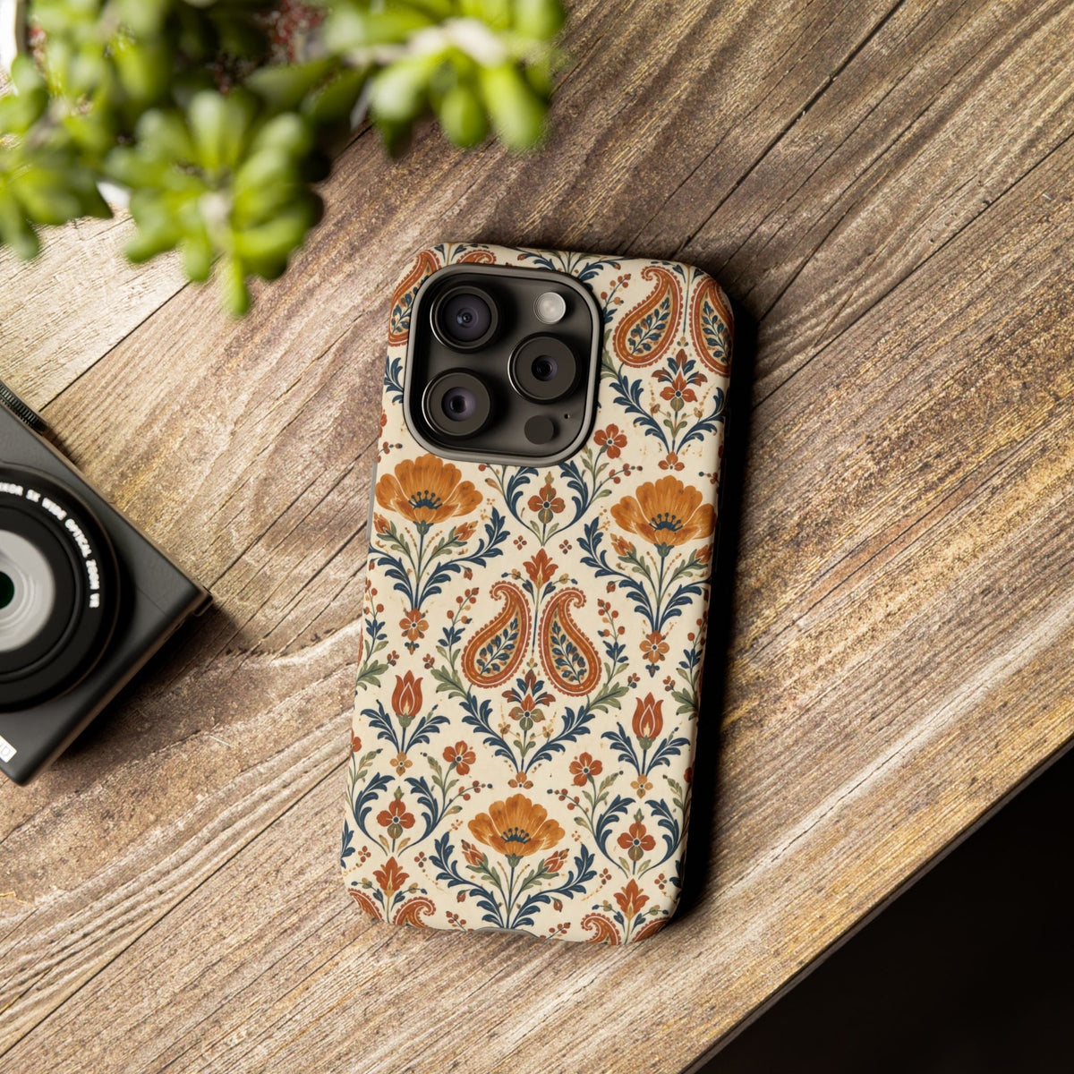 Terracotta Arabesque iPhone Tough Case | Terracotta Floral Paisley