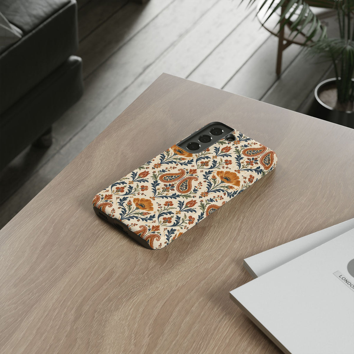 Terracotta Arabesque Samsung Galaxy Tough Case | Terracotta Floral Paisley