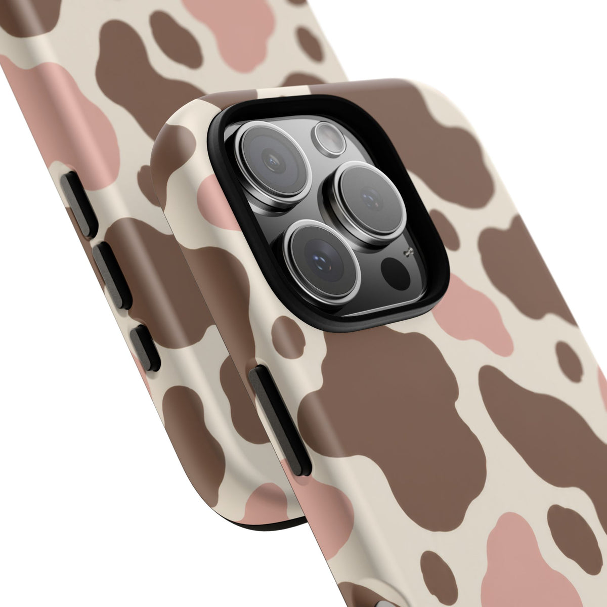Mocha Blush iPhone Tough Case | Brown & Pink Cow Print