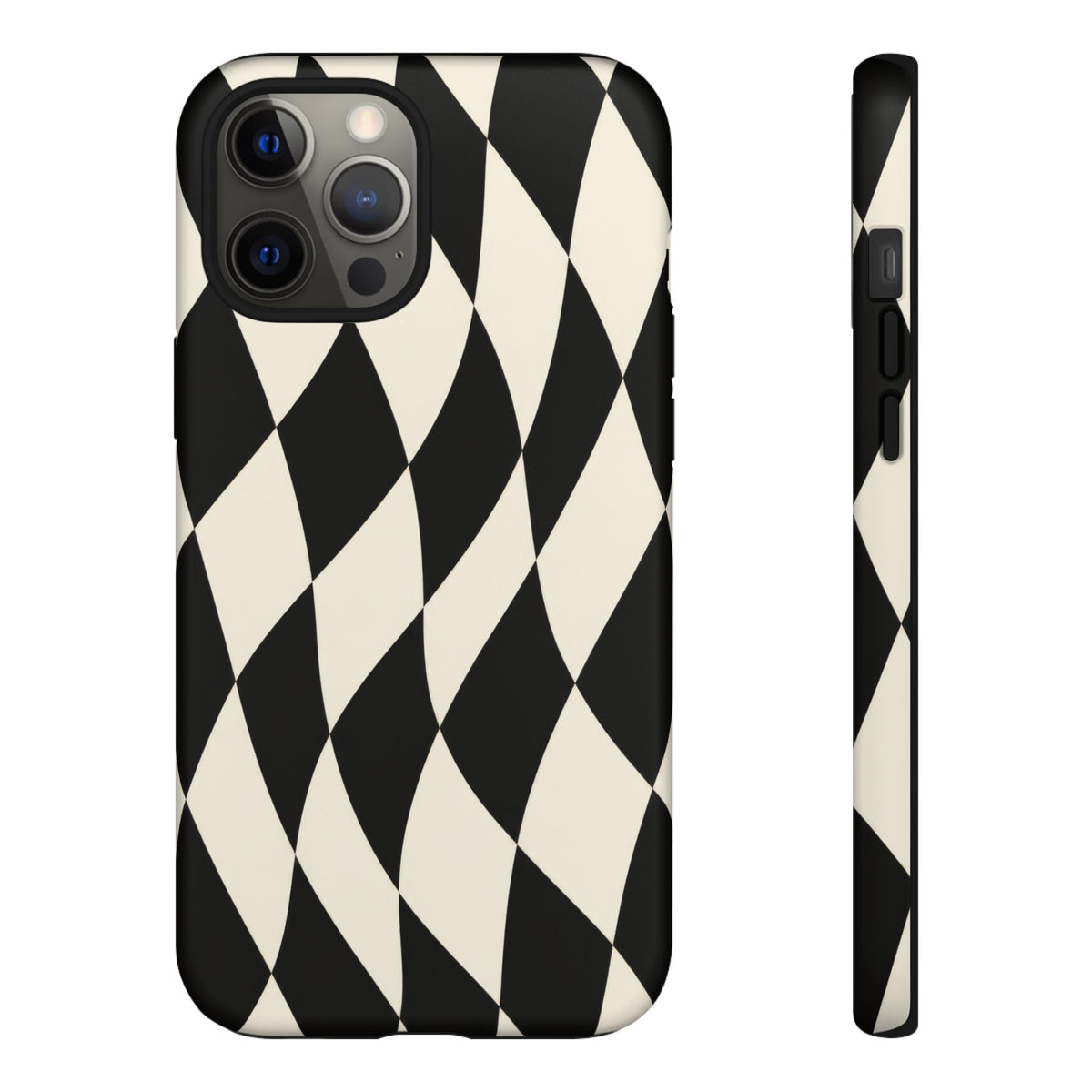 Harlequin Sway iPhone Tough Case | Black & White Harlequin