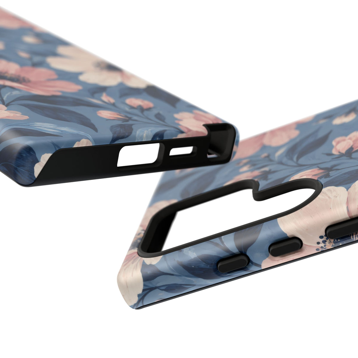 Dusk Blossom Samsung Galaxy Tough Case | Pink & Ivory Floral on Blue