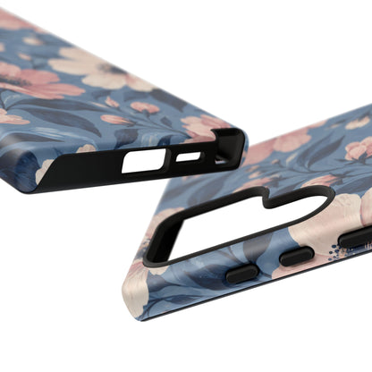 Dusk Blossom Samsung Galaxy Tough Case | Pink & Ivory Floral on Blue