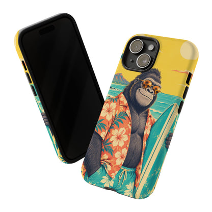Banana Break iPhone Tough Case | Retro Surf Gorilla Art