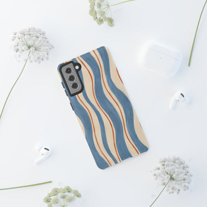 Blue Wavy Stripe Samsung Galaxy Tough Case | Riviera Ribbons