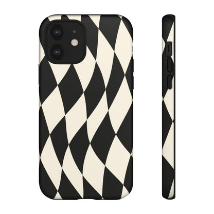 Harlequin Sway iPhone Tough Case | Black & White Harlequin