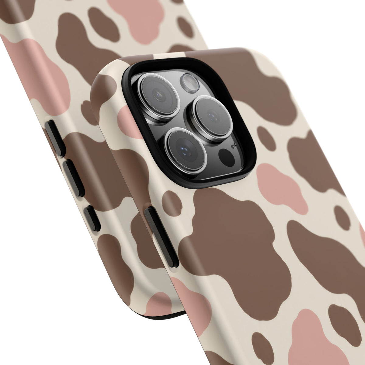 Mocha Blush iPhone Tough Case | Brown & Pink Cow Print